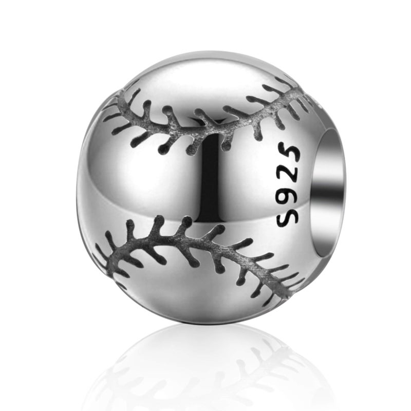 SOUKISS Love Ball Sports Charms 925 Sterling Silver Baseball Volleyball Beads Fits Pandora European Bracelet (Baseball) - Image 1